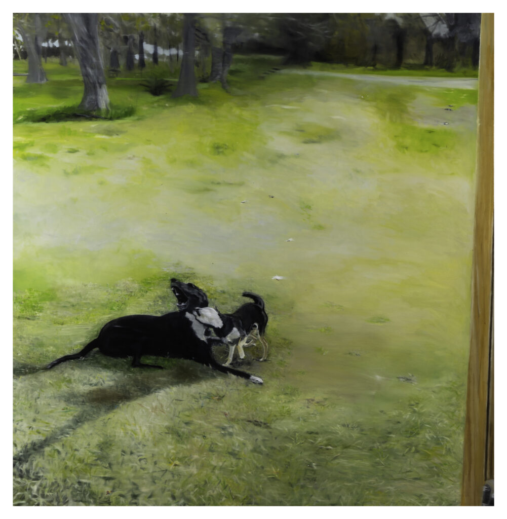 lolita, el negro y el campo, 2025, oleo sobre tela, 160 x 150 cm