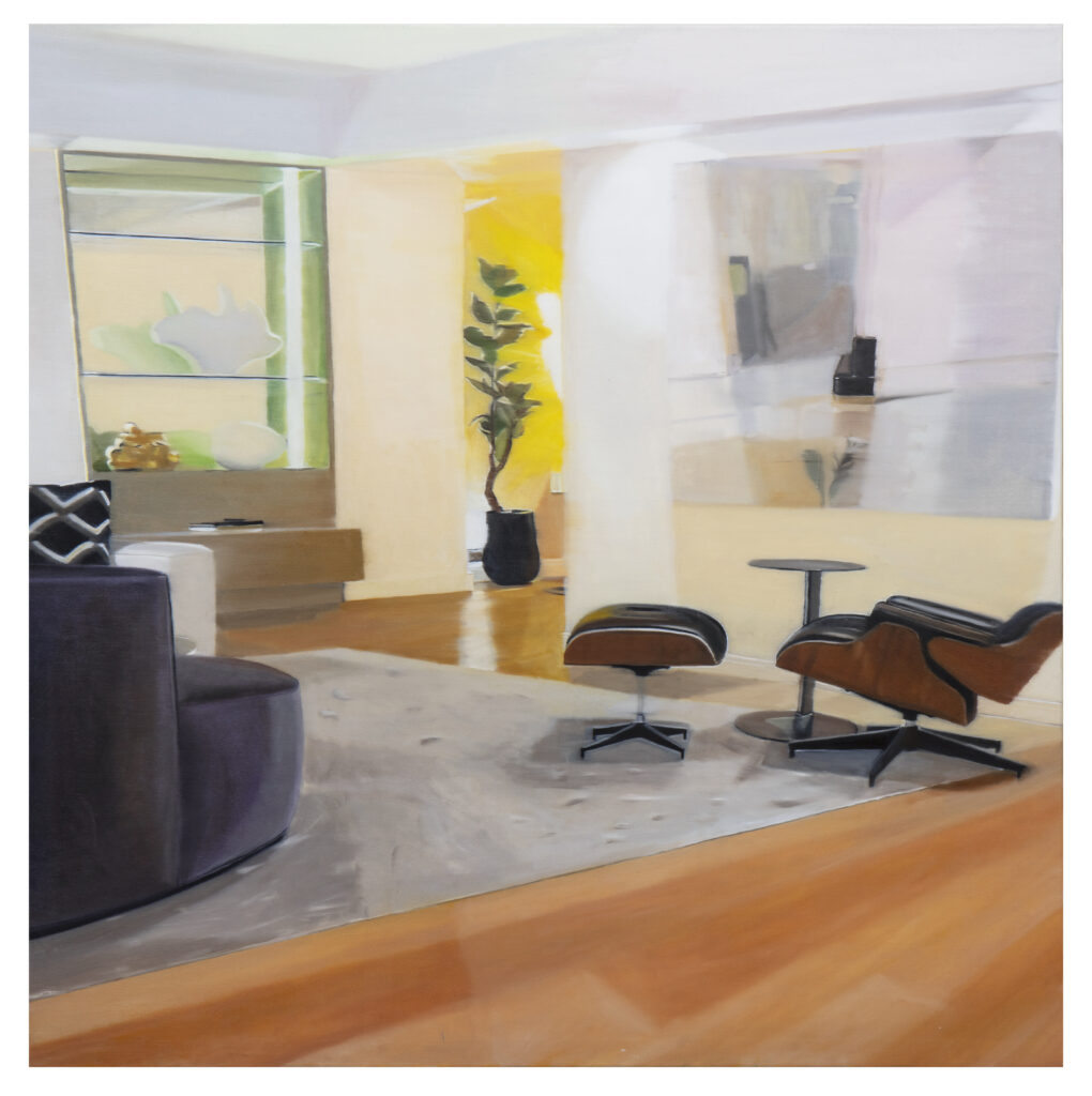 lounge porteño, 2022, oleo sobre tela, 140 x 160 cm