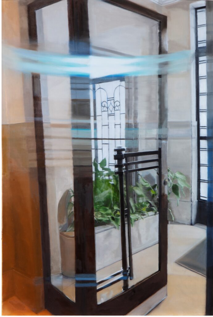 reflejo de pallier, 2022, oleo sobre tela, 150 x 100 cm