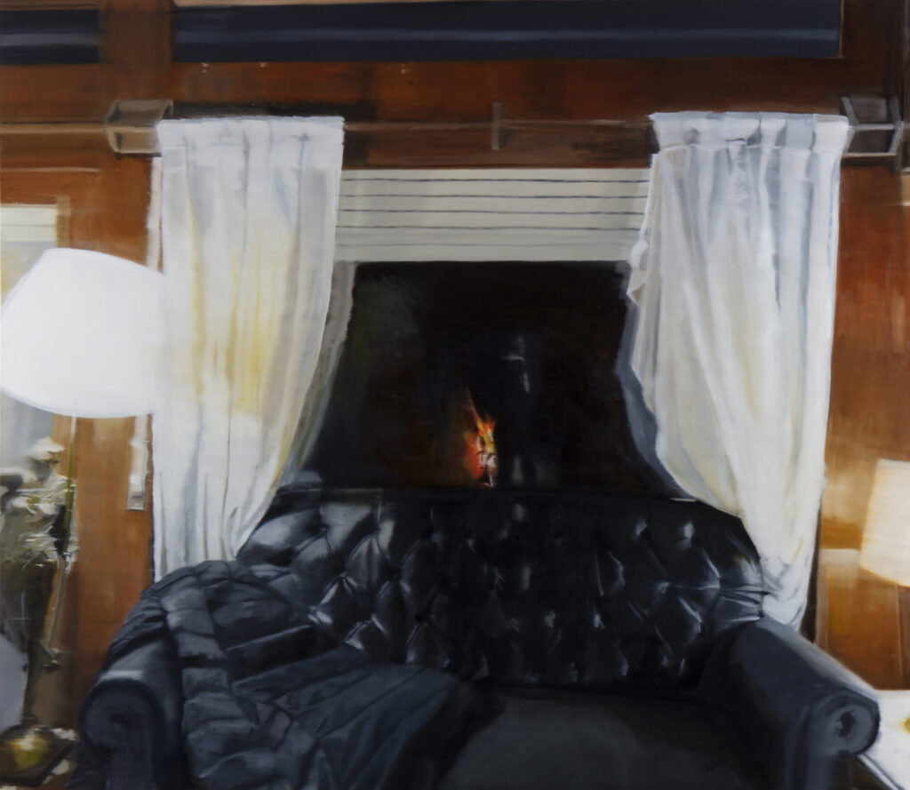 sillon capitone, 2023, oleo sobre tela, 130 x 140 cm, 2do premio salon manuel belgrano, coleccion museo sivori
