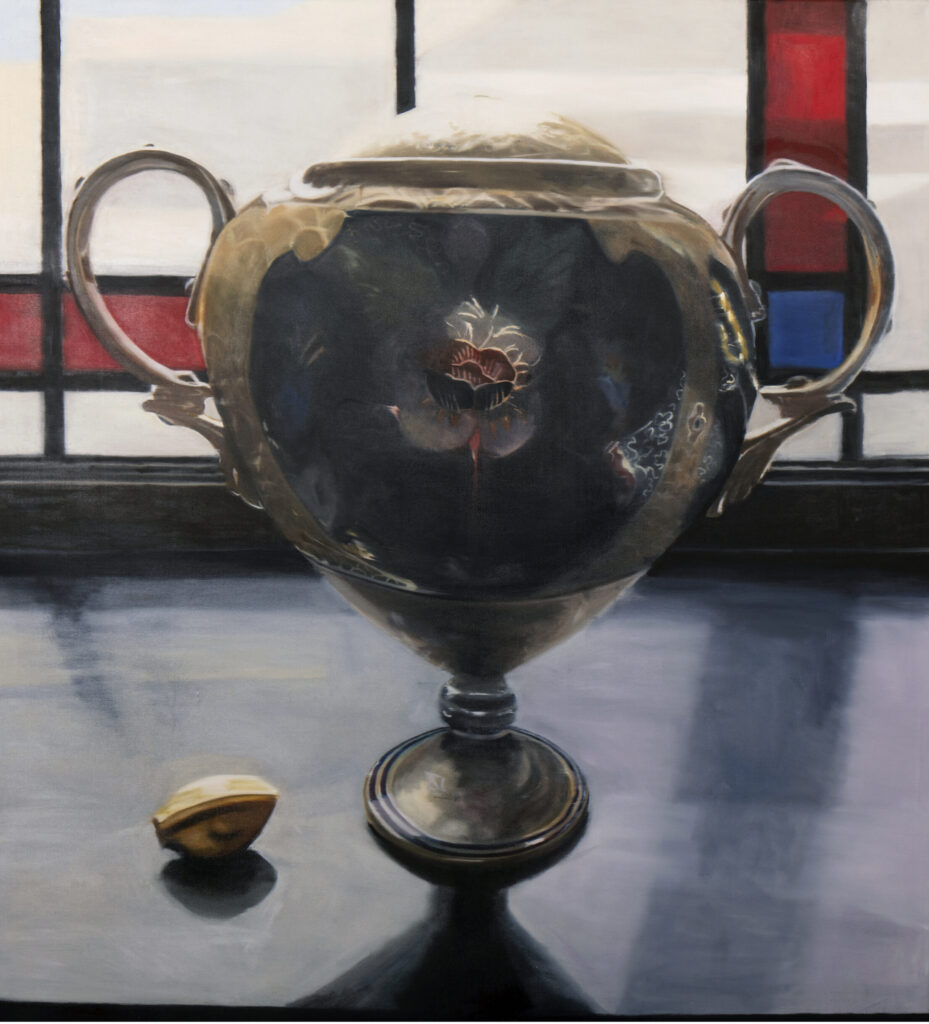 la azucarera japonesa, 2023, 150 x 150 cm, oleo sobre tela embastada