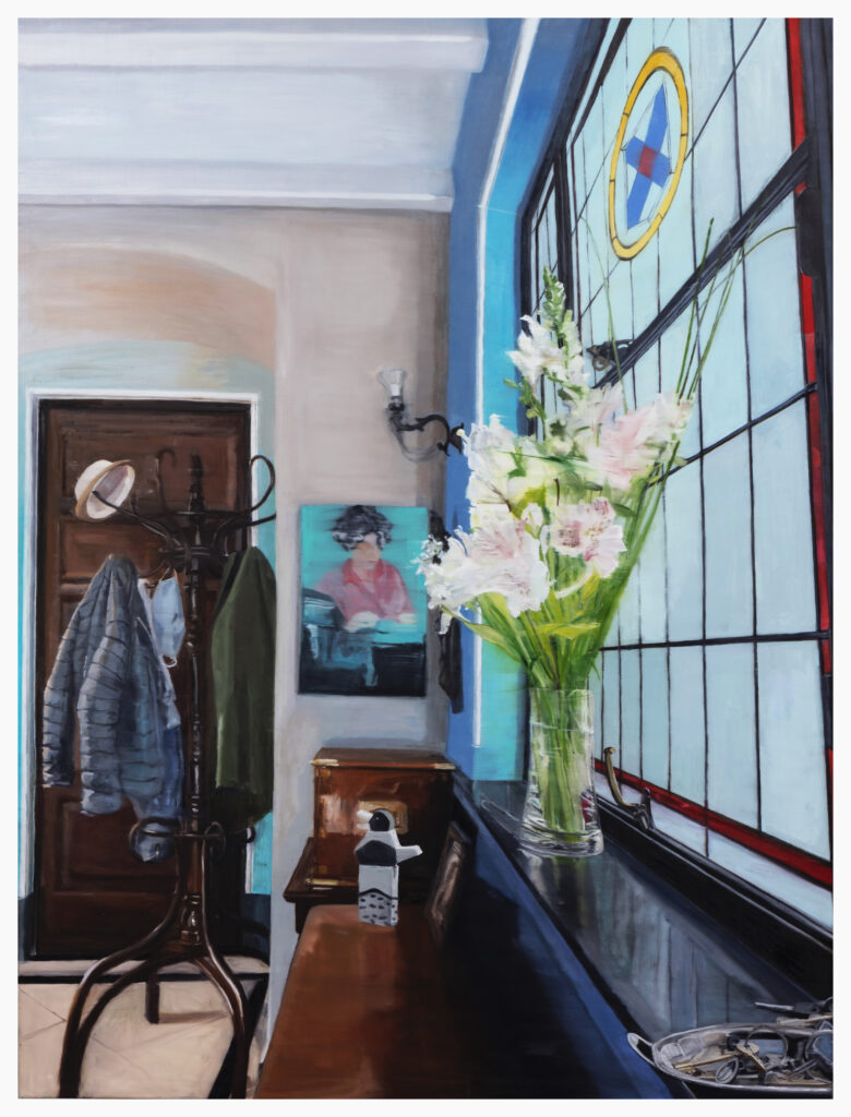 la bandeja de las llaves, 2021, oleo sobre tela, 200 x 150 cm