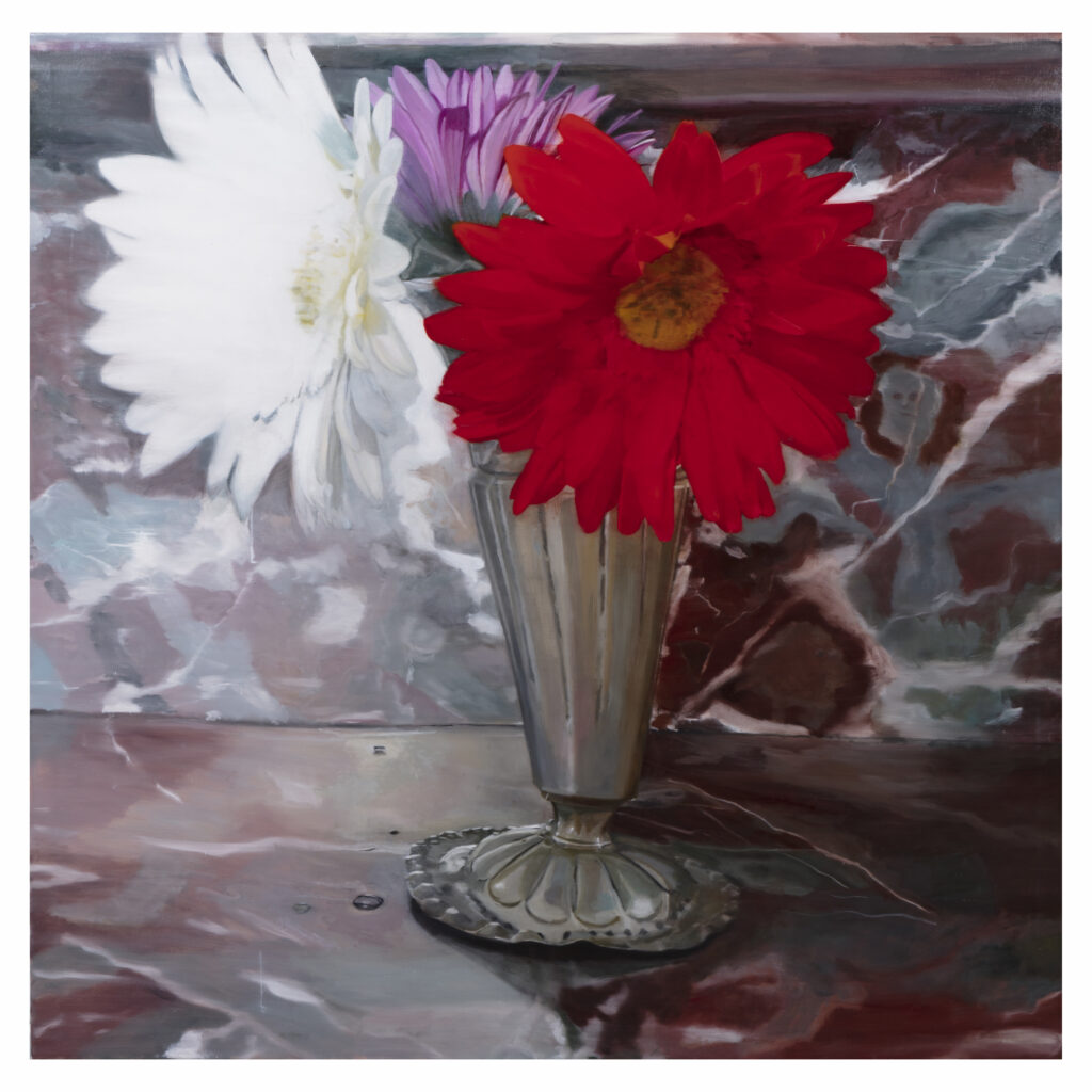 la mosca y la gota, 2020, oleo sobre tela, 150 x 150 cm