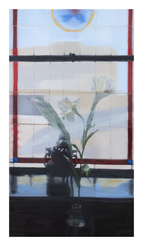 lillium en botella, 2021, oleo sobre tela, 110 x 50 cm, coleccion particular