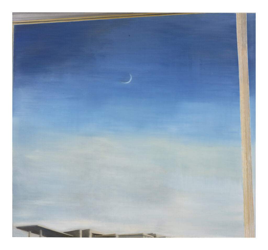 luna y ventana, 2021, oleo sobre tela, 160 x 140 cm