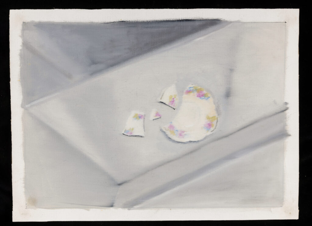 plato de porcelana 1, 2024, 25 x 33 cm, oleo sobre tela suelta