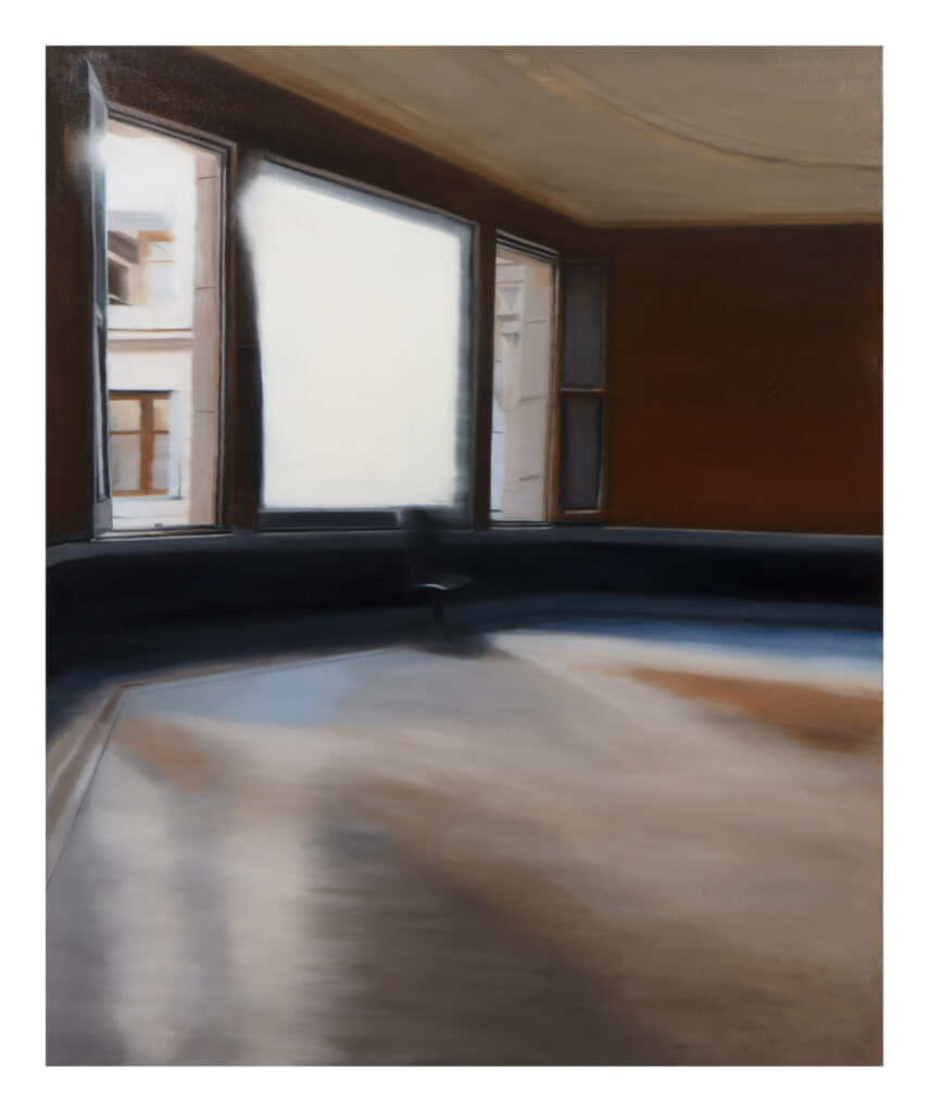 silla del escritorio, 2021, oleo sobre tela, 160 x 140 cm, coleccion particular