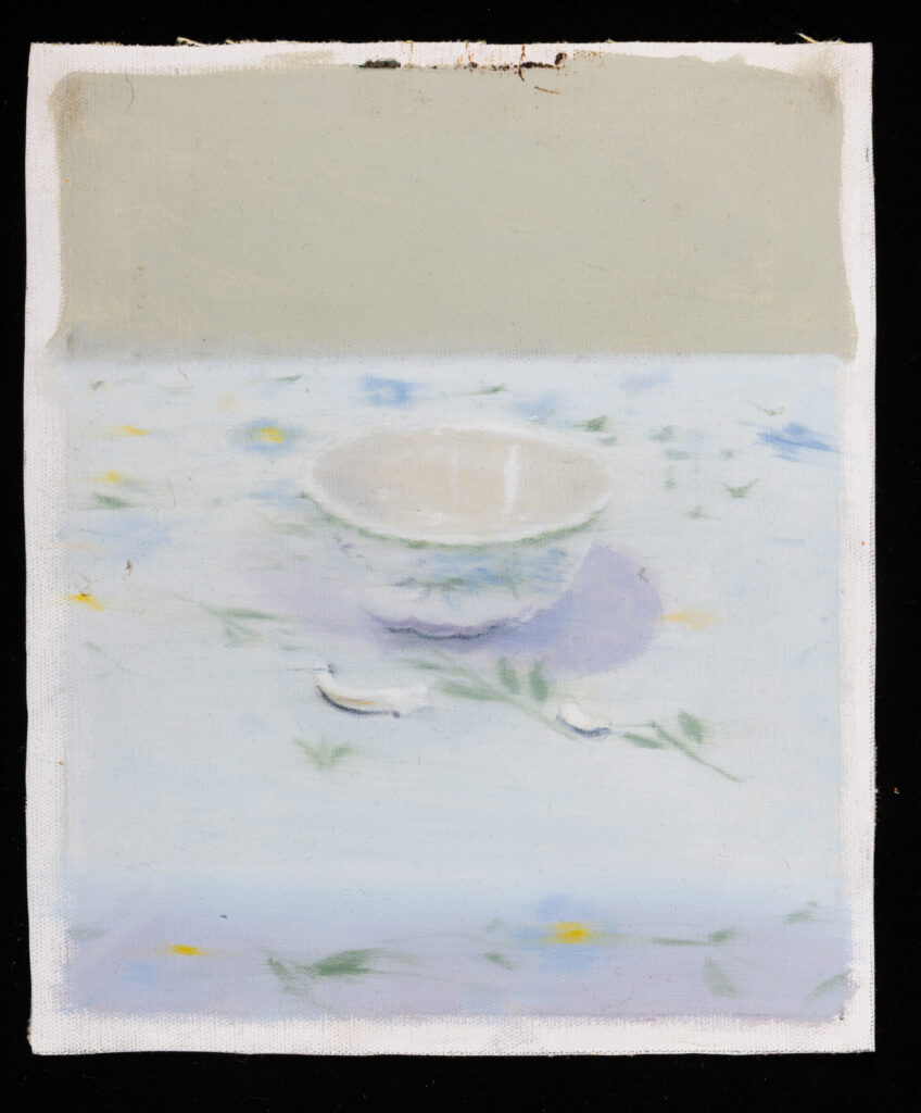 tacita de porcelana, 2024, 25 x 19 cm, oleo sobre tela suelta