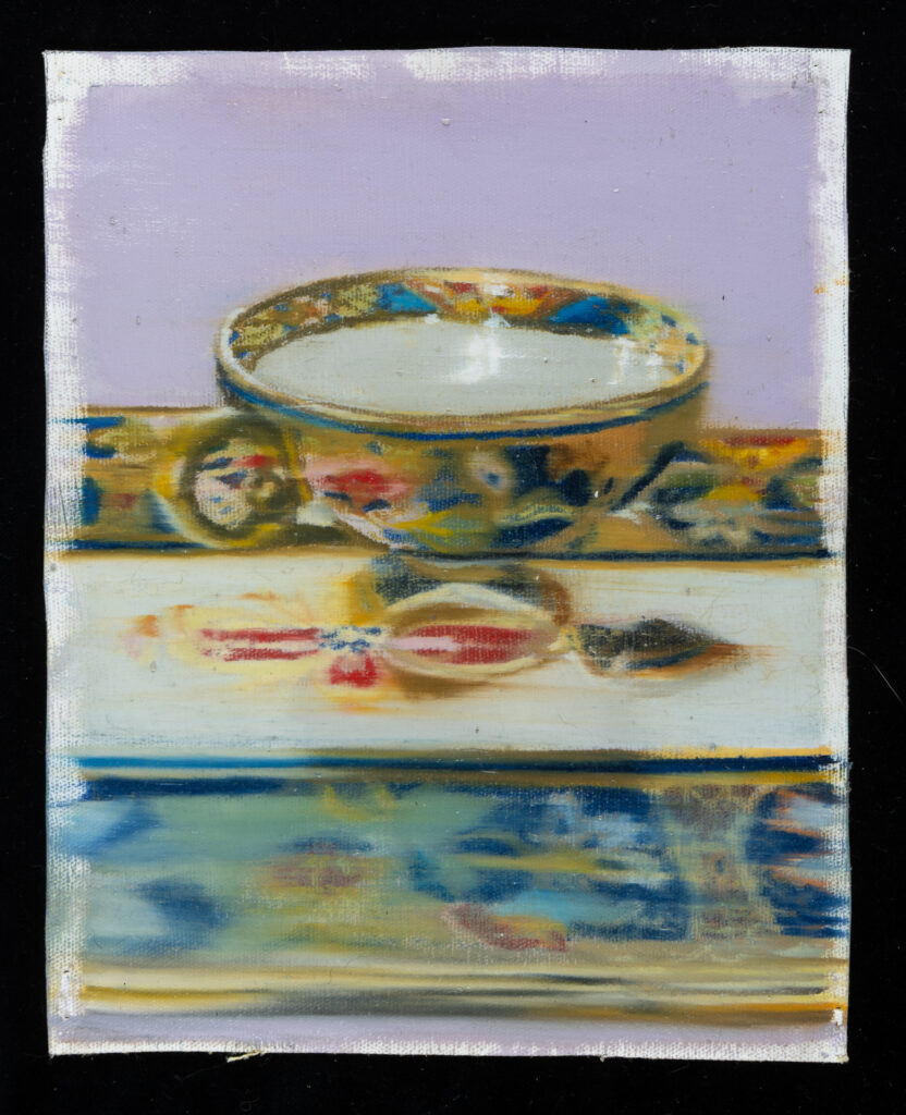 tacita japonesa 1, 2024, 23 x 20 cm, oleo sobre tela suelta