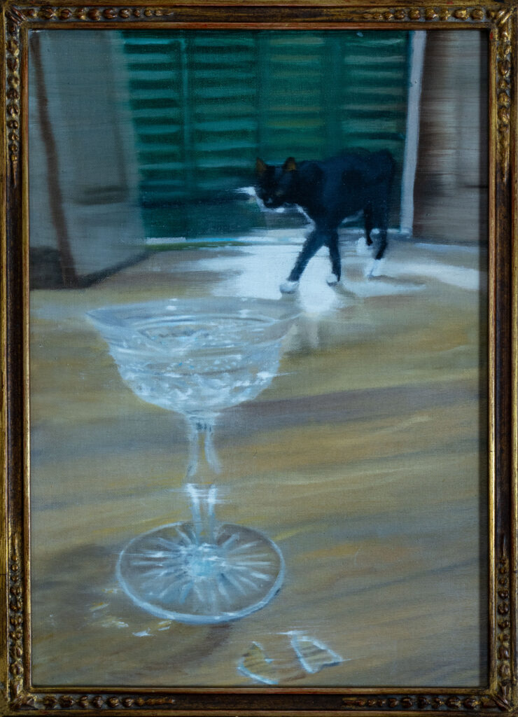 la copa de baccarat, 47 x 35 cm, óleo sobre tela y marco dorado